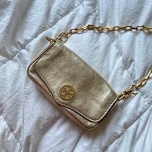 Tory Burch Gold Chain Leather Crossbody Bag
